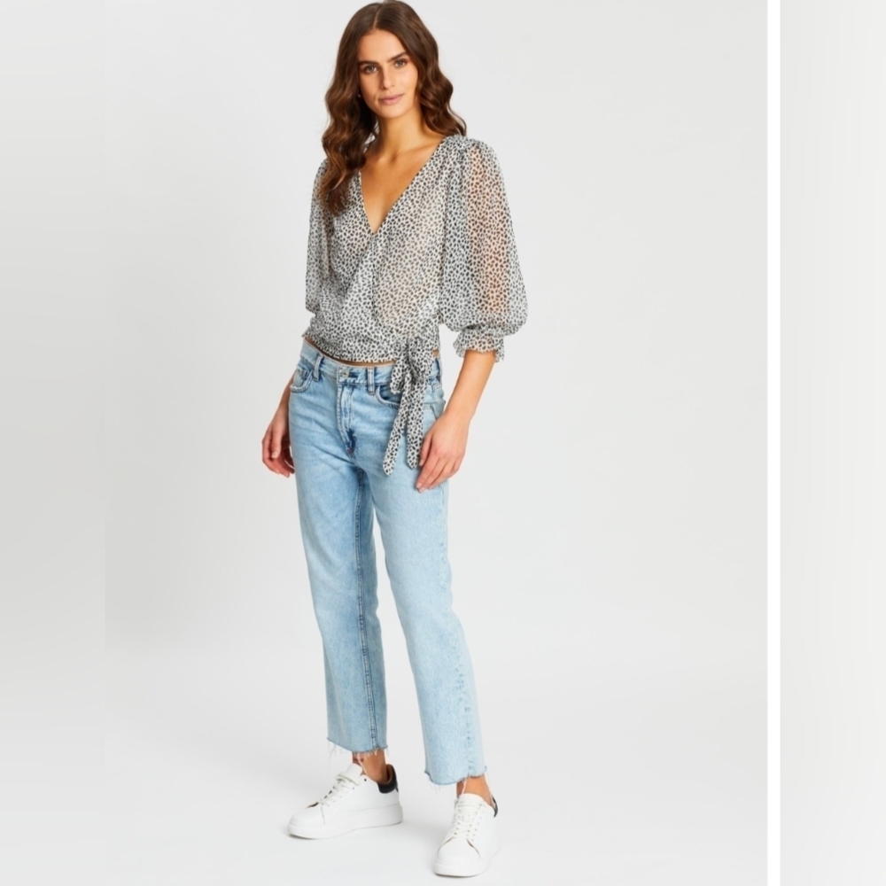 Abercrombie & Fitch Black and White Wrap Blouse